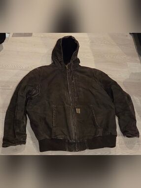 2016 Carhartt Dark Brown Full Swing Sherpa Lined Hooded Work Jacket